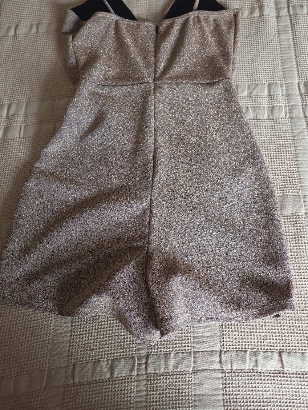 AKIRA Rose Gold Shimmer Wrap Mini Dress Romper - Picture 2 of 2